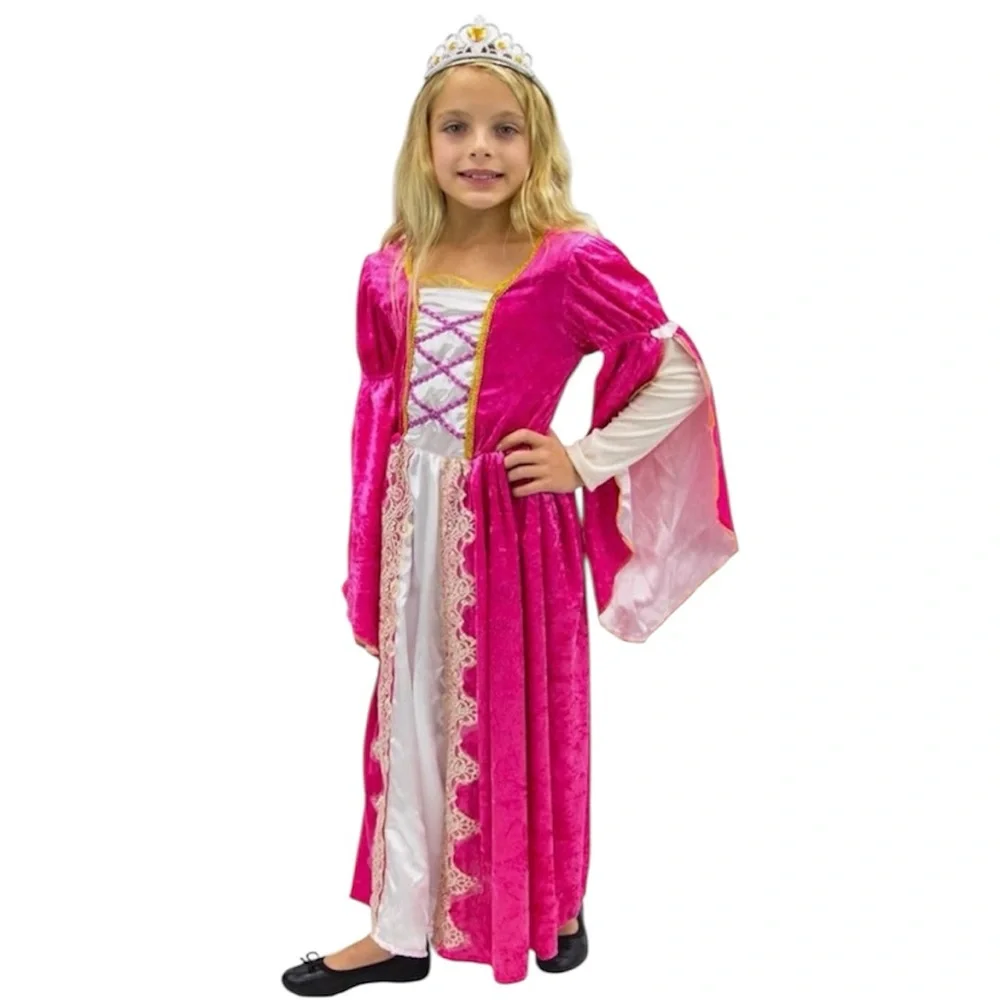 Regal Queen Princess Pink Victorian Party Dress Kids Halloween Costume Girls 5-6